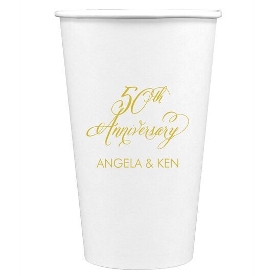 Elegant 50th Anniversary Paper Coffee Cups